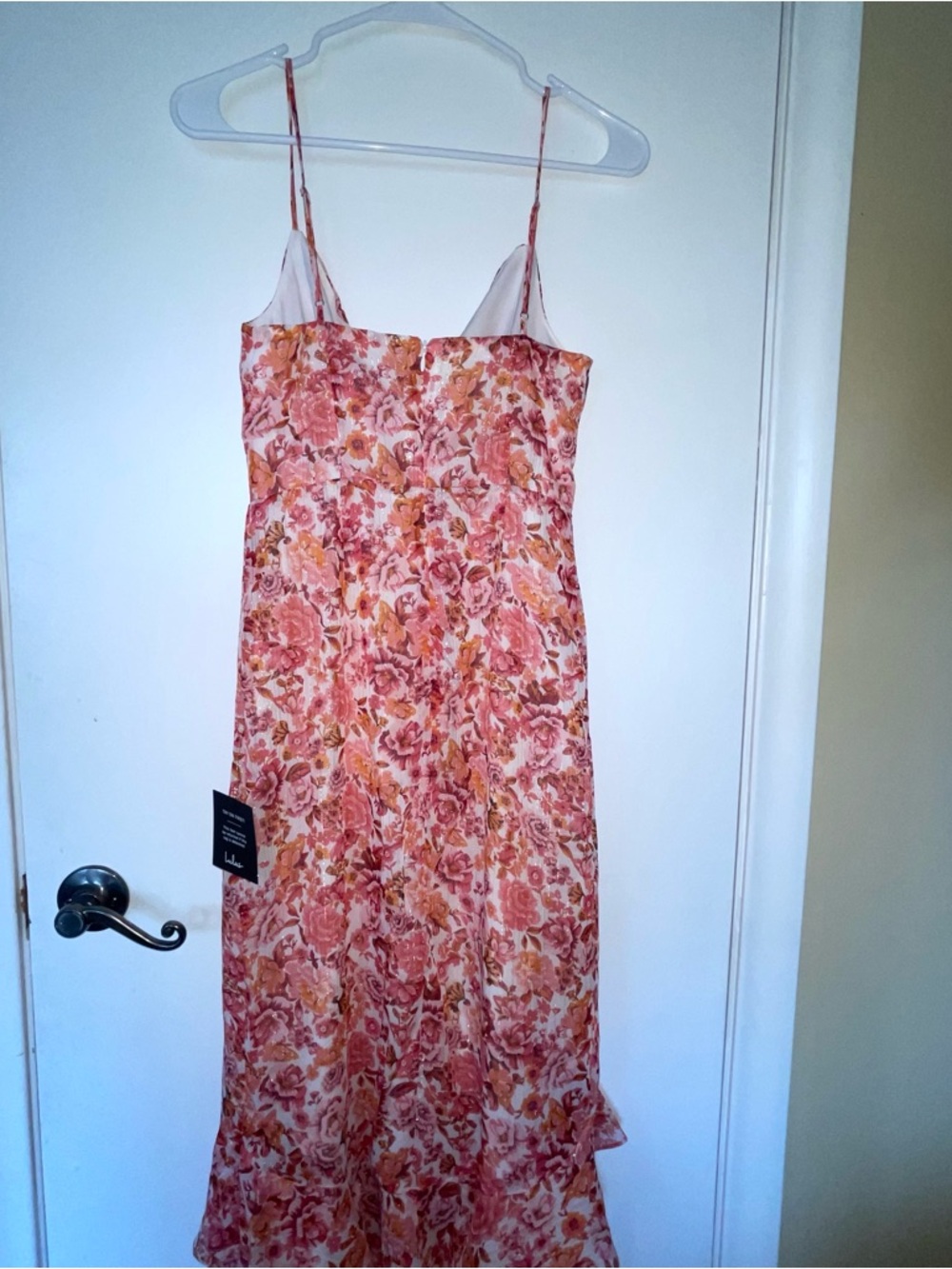 Lulu's Pink Floral Ruffle High-Low Maxi Dress - Picture 4 of 6
